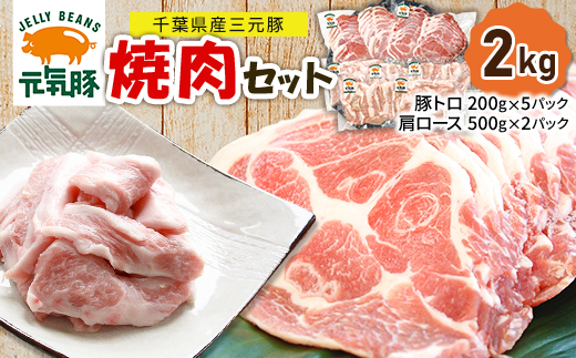 【千葉県産三元豚】元気豚の『焼肉セット』2kg【配送不可地域：離島・沖縄県】