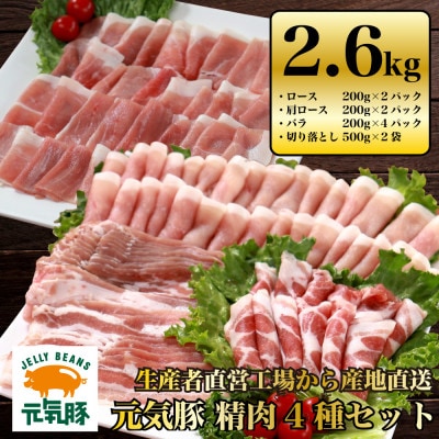 千葉県産豚肉　元気豚 精肉4種セット【大盛り】　2.6kg【配送不可地域：離島・沖縄県】