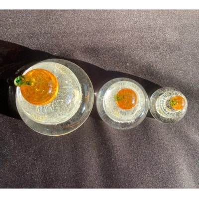 ガラス鏡餅「もっちり ひとくちサイズ麻炭＆金箔」 ガラス細工のかがみ餅