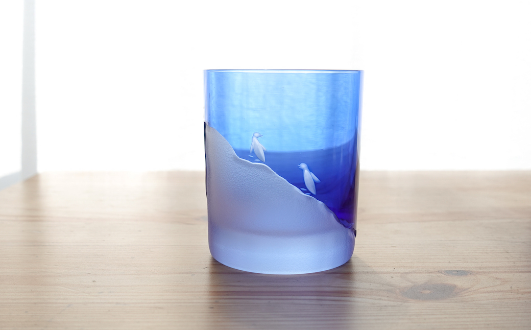 浅草切子 aquatic「Penguin Climb 青藍」