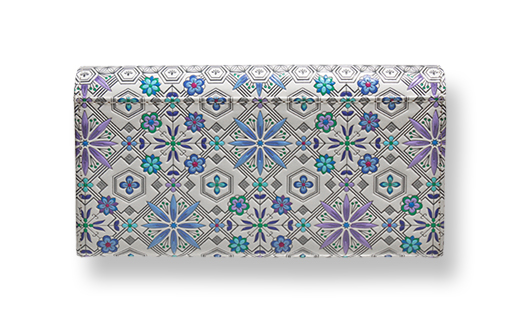 【浅草文庫】かぶせ長財布〈花菱柄〉(カラー：ブルー) ブルー