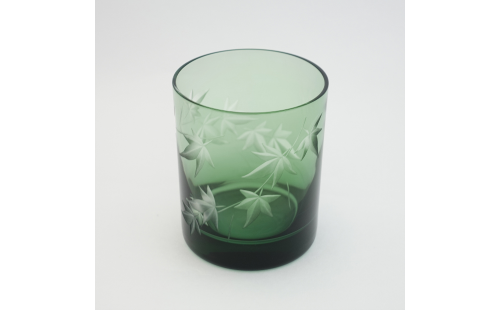 浅草切子 暮らしの硝子「蔦 切立緑」化粧箱入り