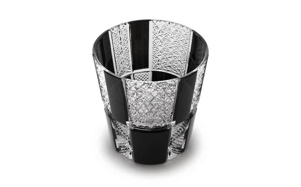 浅草切子 KANA KURITA「モノクロオールド ―菊繋ぎと魚子―」木箱入り