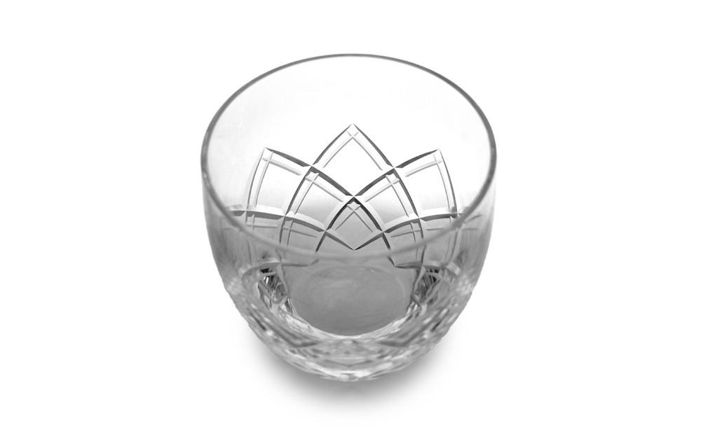 浅草切子 KANA KURITA「重ね矢来オールド 透き」木箱入り 透き