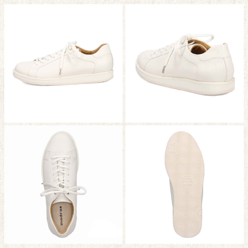 100周年マドラス 浅草ハンドメイド婦人靴 MAL0034　レザースニーカー (サイズ：22.5cm、カラー：ホワイト) ホワイト 22.5cm