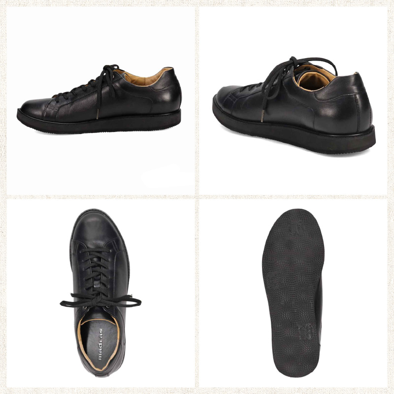 100周年マドラス 浅草ハンドメイド婦人靴 MAL0034　レザースニーカー (サイズ：22.5cm、カラー：ブラック) ブラック 22.5cm