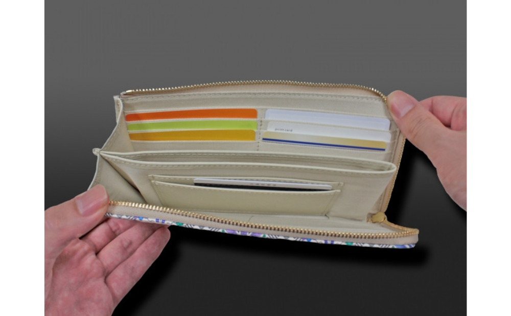 【浅草文庫】L字長財布 オリエント柄(カラー：江戸紫) 江戸紫