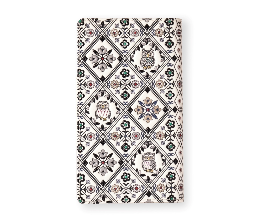 【浅草文庫】スマホケース ふくろう柄(カラー：サンセット（モノトーン系）) サンセット（モノトーン系）