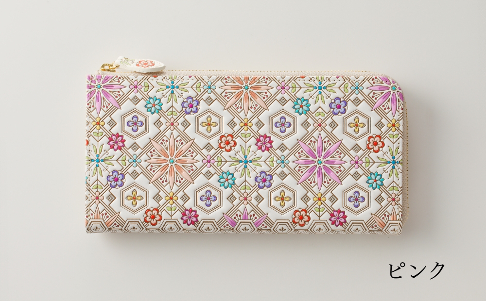 【浅草文庫】L字長財布 花菱柄(カラー：ピンク) ピンク