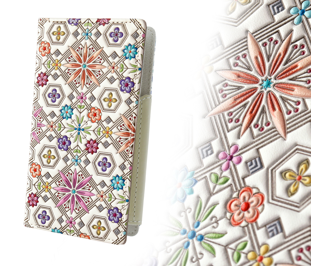 【浅草文庫】スマホケース 花菱柄(カラー：ピンク) ピンク