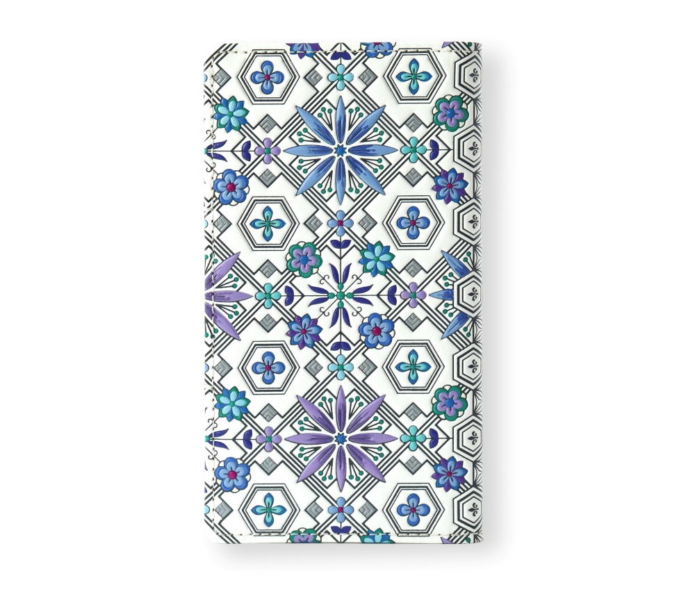 【浅草文庫】スマホケース 花菱柄(カラー：ブルー) ブルー