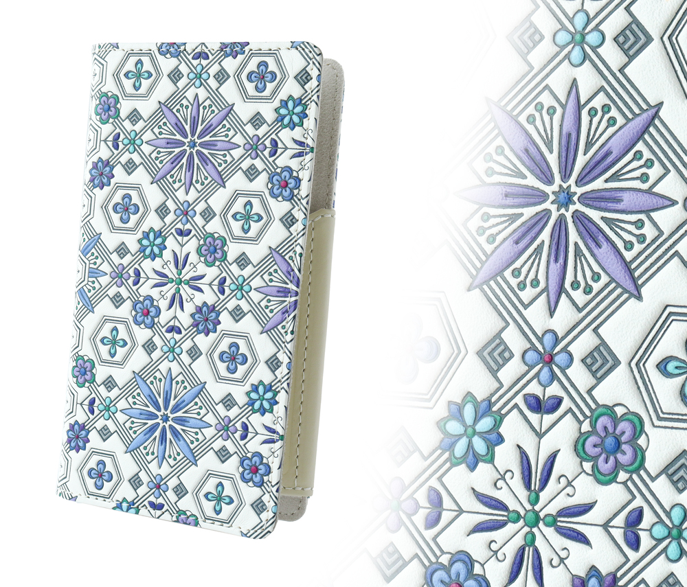 【浅草文庫】スマホケース 花菱柄(カラー：ブルー) ブルー