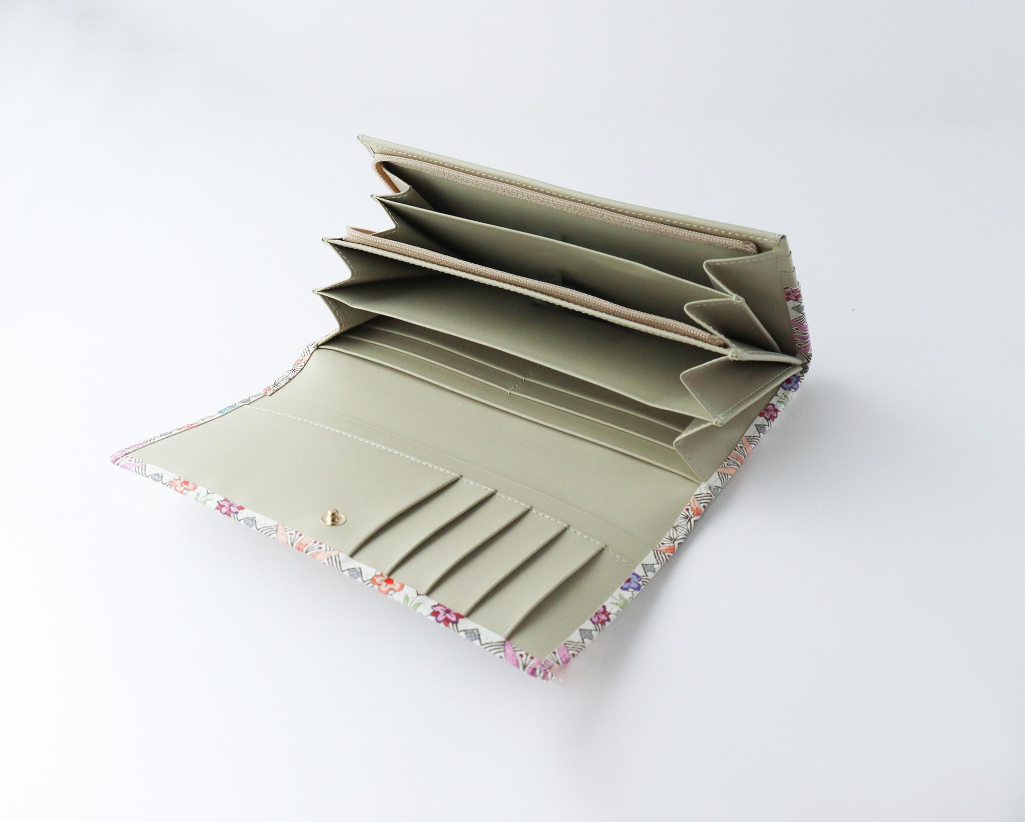 【浅草文庫】かぶせ長財布〈花菱柄〉(カラー：ピンク) ピンク