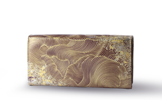 【浅草文庫】かぶせ長財布〈祝い鶴柄〉(カラー：えんじ) えんじ