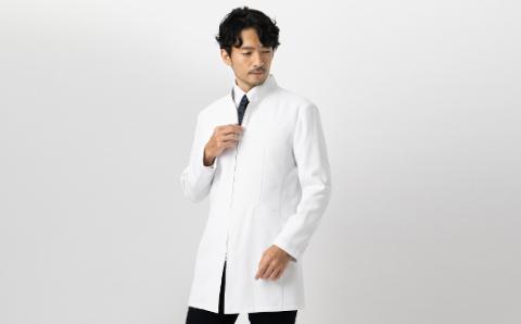 レピウスの白衣 【メンズ】 スタンドカラーZIP ショートコート [長袖] ストレッチ素材 / ネーム刺繍付き(サイズ：44サイズ) 44サイズ