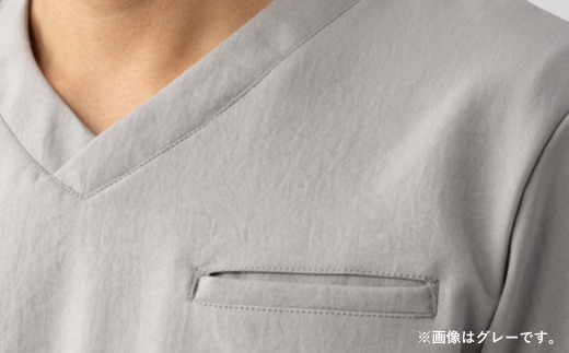 レピウスの白衣 【メンズ】スクラブ リンクル / ネーム刺繍付き (カラー：チャコール、サイズ：L) チャコール L