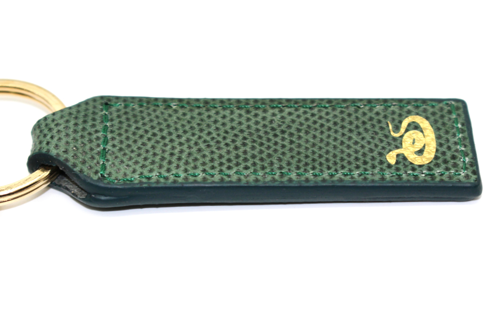 エキゾチックレザーを使用「キャッツアイ（カロング）・キーホルダー」(カラー：グリーン) グリーン