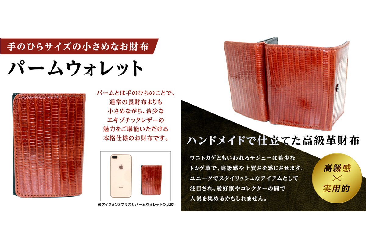 パームウォレット【テジュー（トカゲ革）】(全3色)(カラー：ブラウン) ブラウン