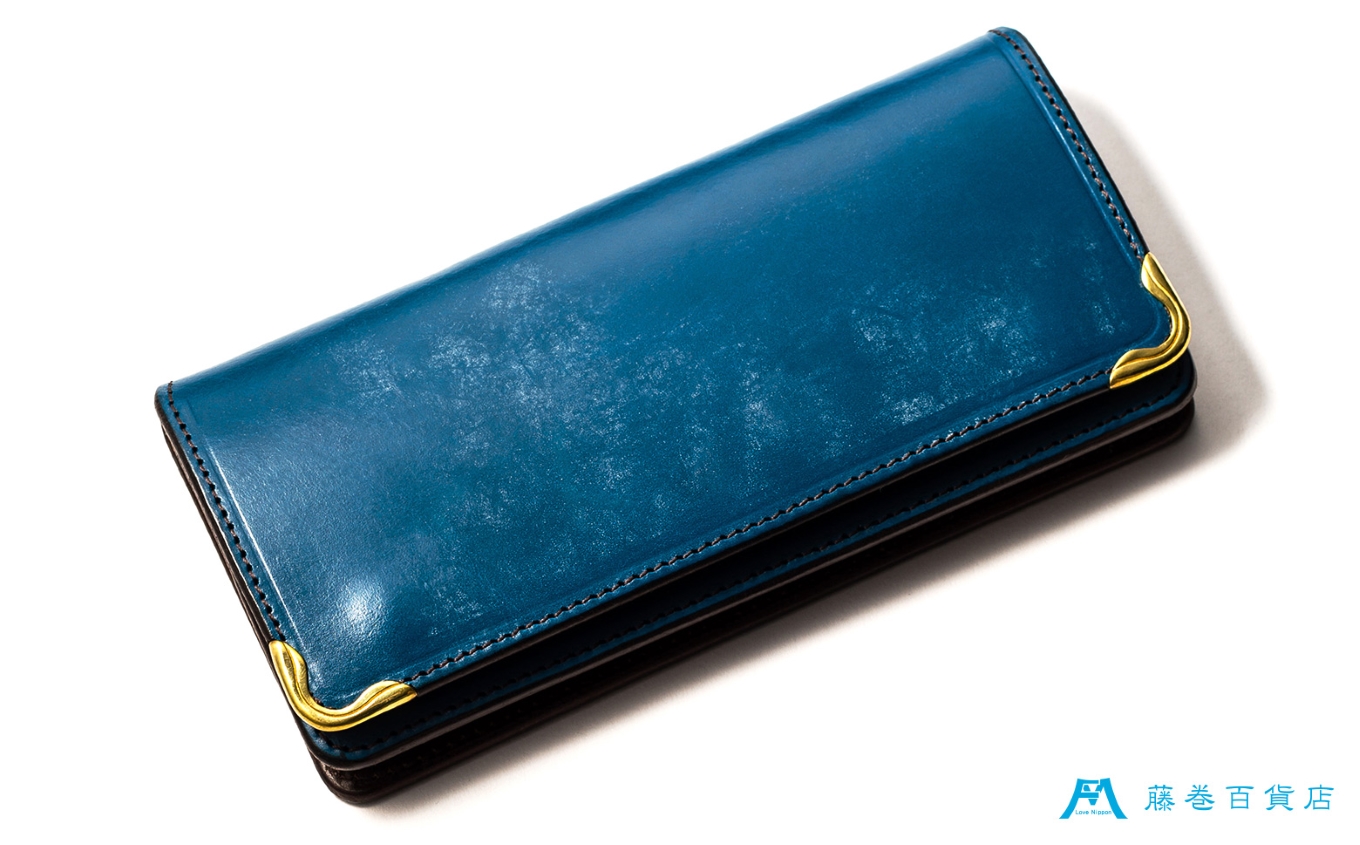 【池之端銀革店】Cramp ブライドルレザー ロングウォレット 藤巻百貨店別注（ロイヤルブルー）