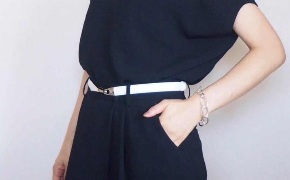 [bell la bell] シルバーバックルスライドベルト (カラー：ホワイト) ホワイト