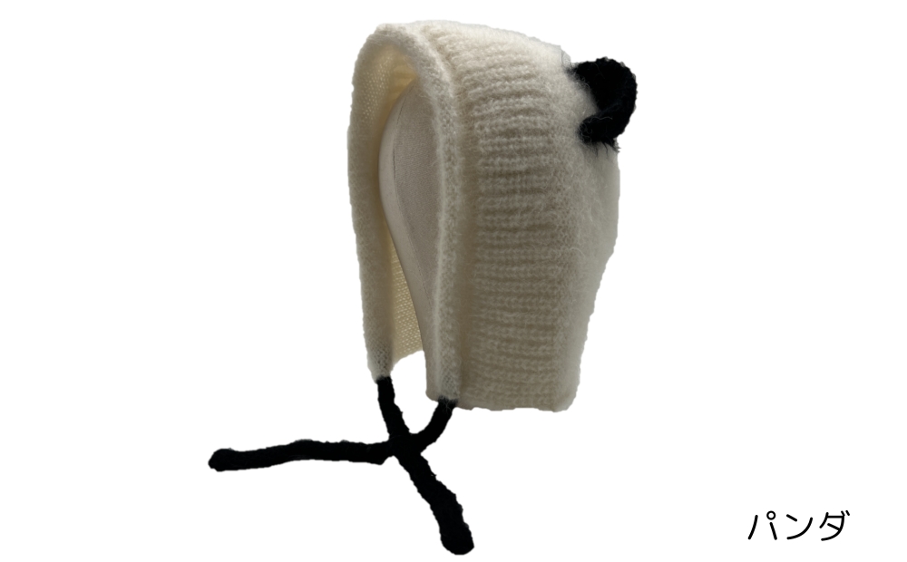 フワフワニット耳付きフード (種類：パンダ) パンダ