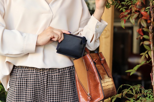 ミニ財布[イタリア産高級レザー]コードバン使用 (全4色)(カラー：ボルドー) ボルドー