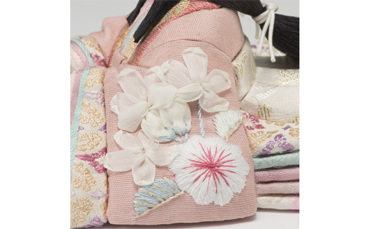 江戸木目込 雛人形 コンパクト刺繍親王飾りセット