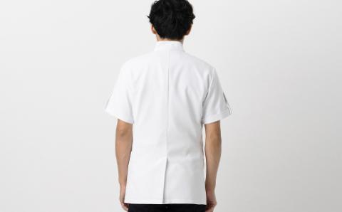 レピウスの白衣 【メンズ】 スタンドカラーZIP ショートジャケット [半袖] ストレッチ素材 / ネーム刺繍付き(サイズ：50サイズ) 50サイズ