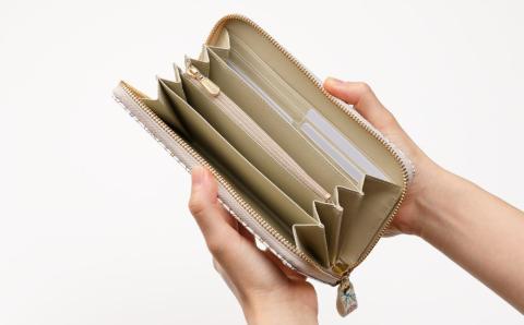 【浅草文庫】ラウンド長財布 花菱柄(カラー：ブルー) ブルー