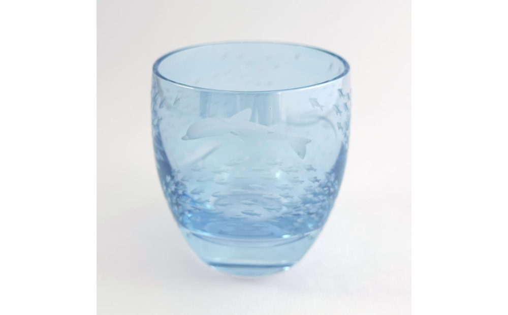 浅草切子 aquatic「Dolphin Fish Blue 冷酒杯」
