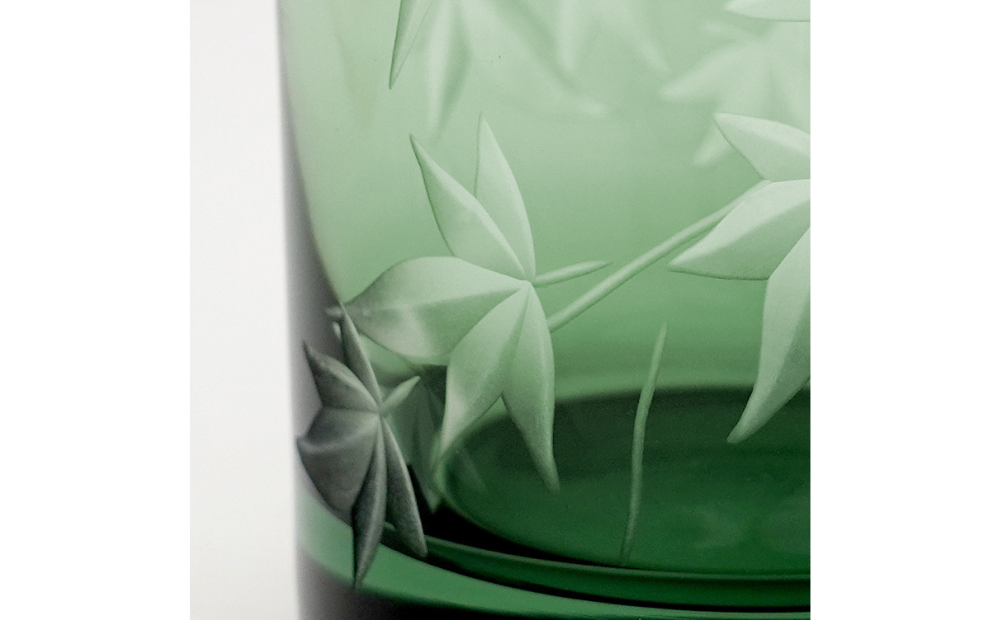 浅草切子 暮らしの硝子「蔦 切立緑」化粧箱入り