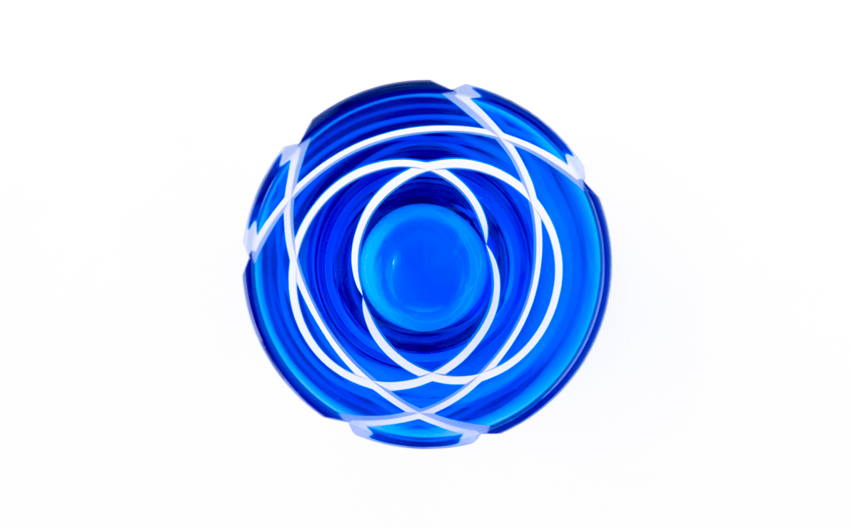 浅草切子 KANA KURITA「ぐい呑み 結 青藍」木箱入り 青藍