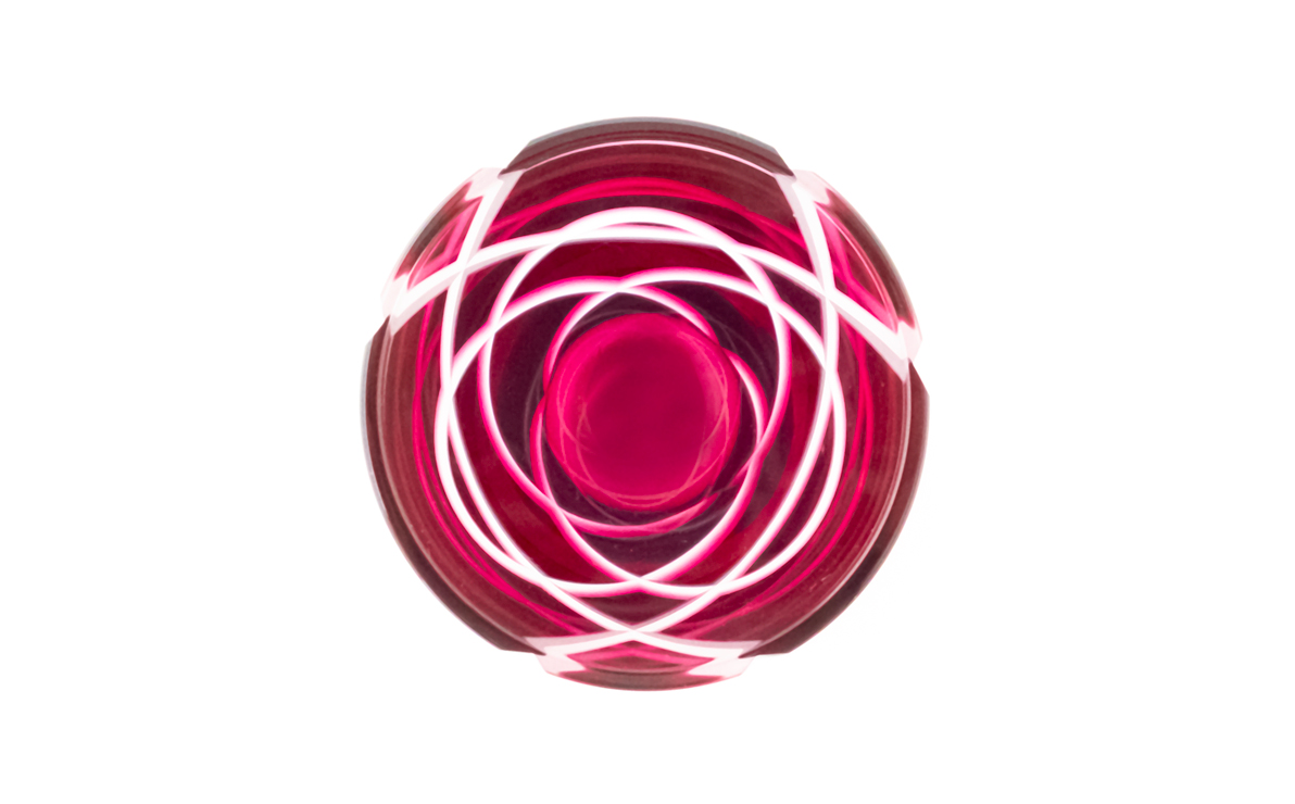 浅草切子 KANA KURITA「ぐい呑み 結 金赤」木箱入り 金赤