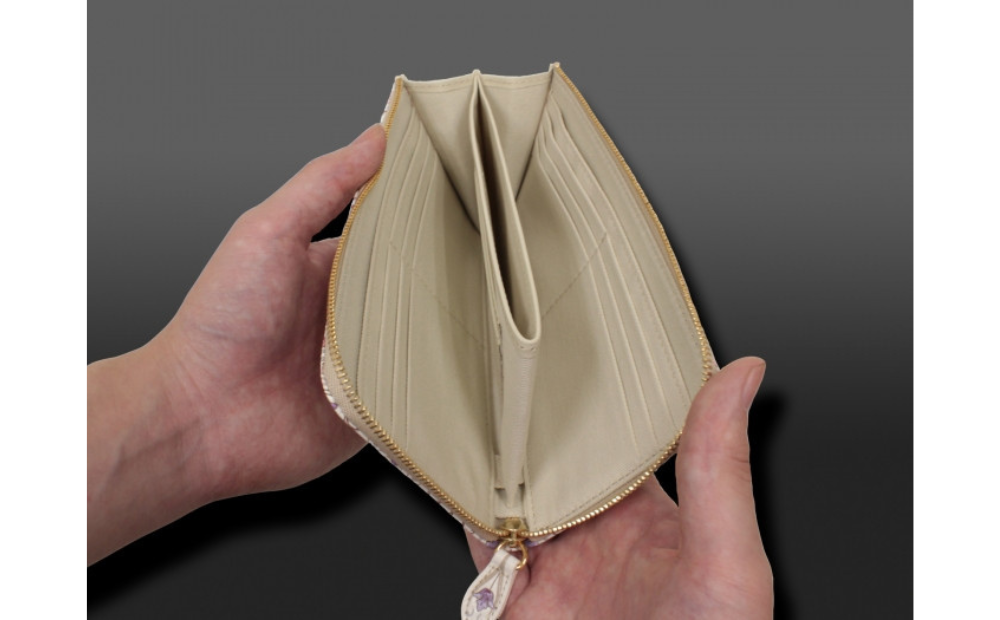 【浅草文庫】L字長財布 オリエント柄(カラー：ブルー) ブルー