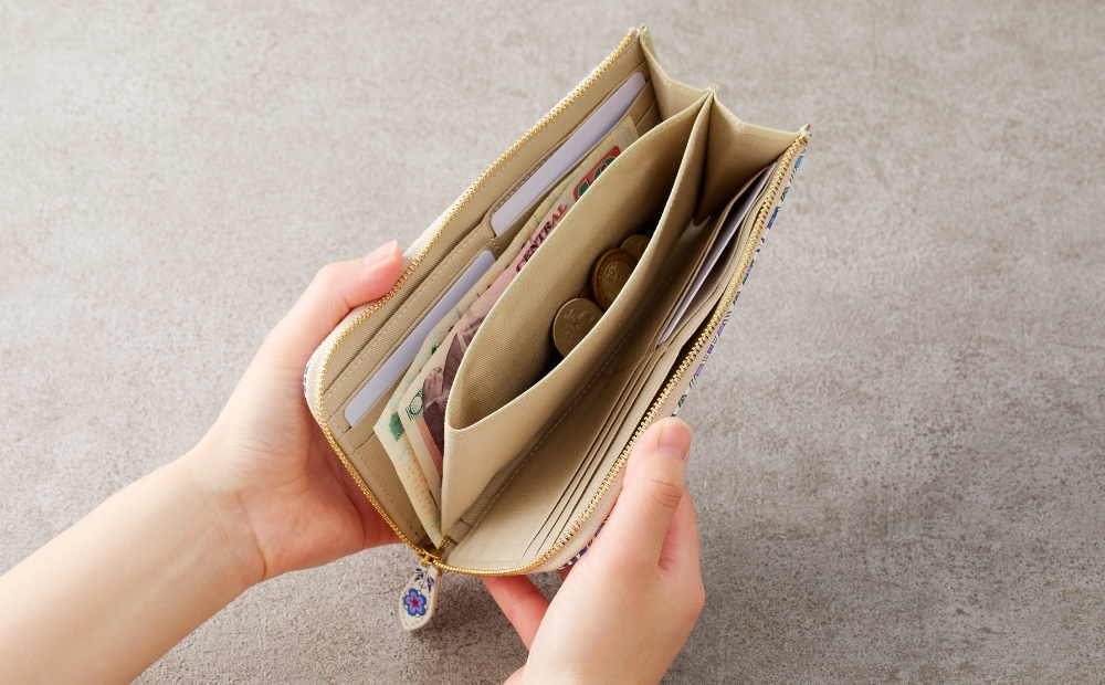 【浅草文庫】L字長財布 花菱柄(カラー：ピンク) ピンク