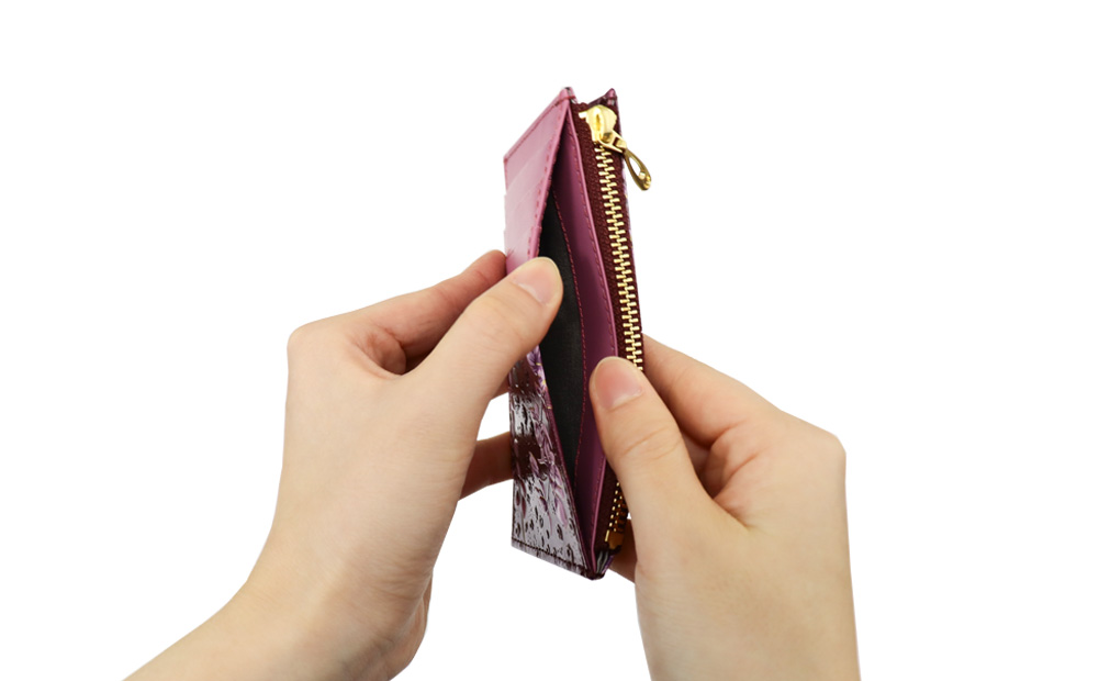 【浅草文庫】フラグメントケース〈千鳥草柄〉(カラー：ボルドー) ボルドー