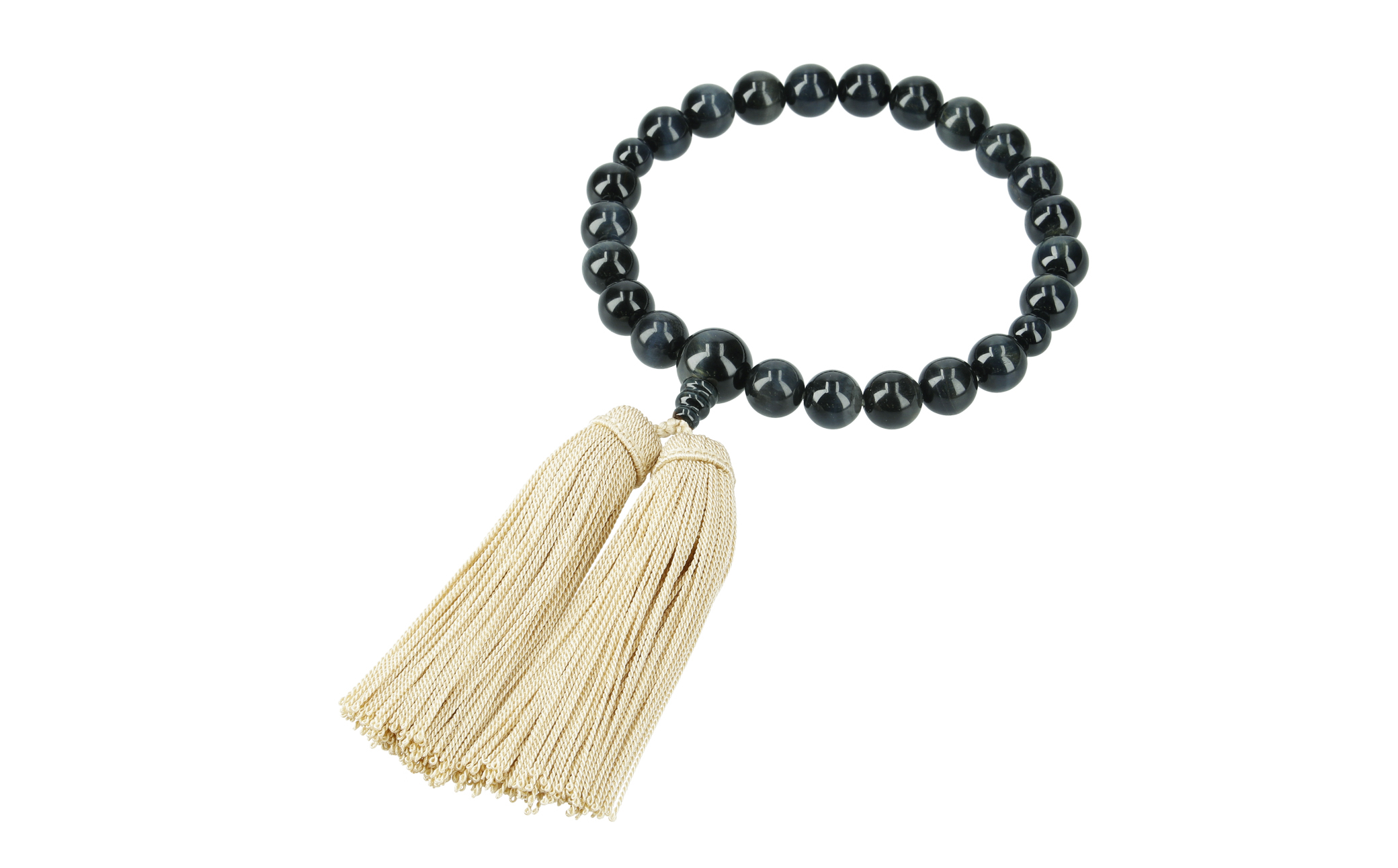 ひいらぎのお念珠【望月（青虎目石×黄白）】