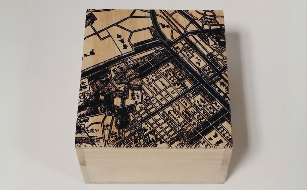 【桐箱(二重箱)】名所江戸水景 [(3)小梅堤] 1ケ (カラー：黒) 黒