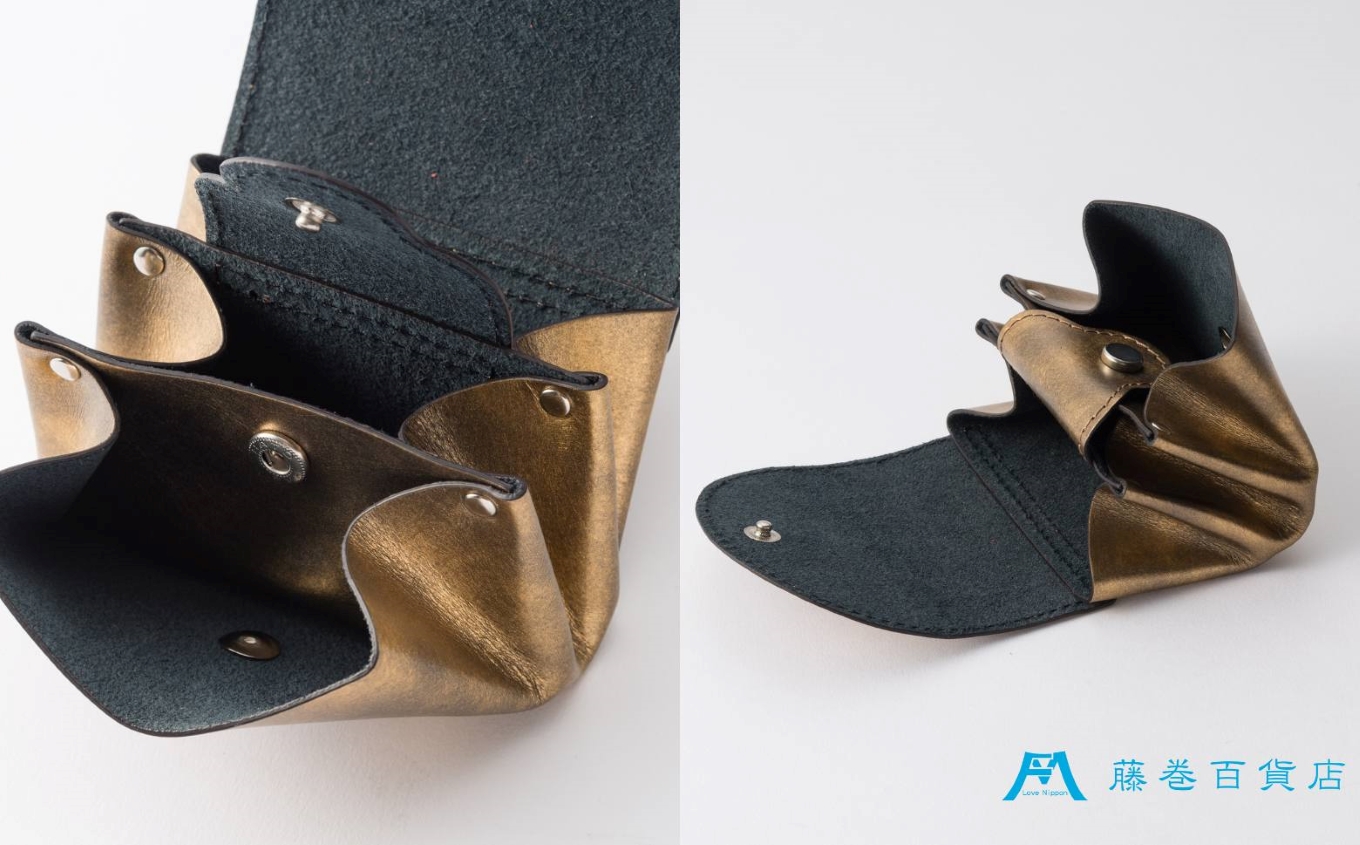 【TRIALOGUE STUDIO】藤巻百貨店別注 ゴールドホイルレザー じゃばら折りマルチウォレット