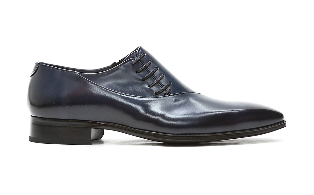 クインクラシコ 革靴 25005S〈ネイビー〉 (サイズ：27.5cm) 紳士靴 幅広 甲高 ビジネスシューズ サイドレース エラスティック スリッポン 牛革 ネイビー 27.5cm