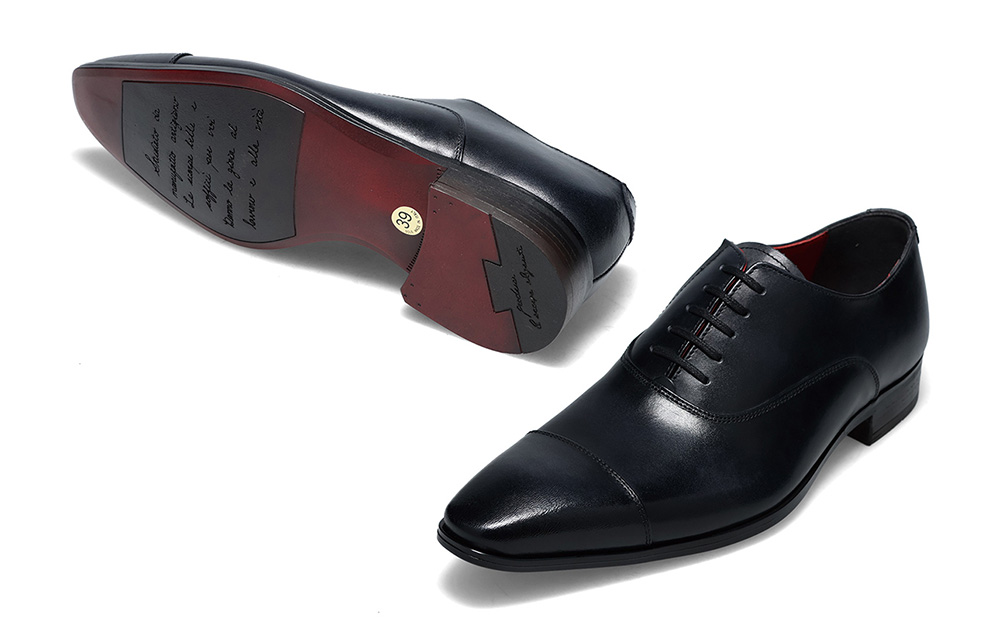 クインクラシコ 革靴 10001 (カラー：ブラック、サイズ：27.0cm) ビジネスシューズ 本革 ストレートチップ 幅広 甲高 キャップトゥ エラスティック スリッポン 牛革 フォーマル ブラック 27.0cm