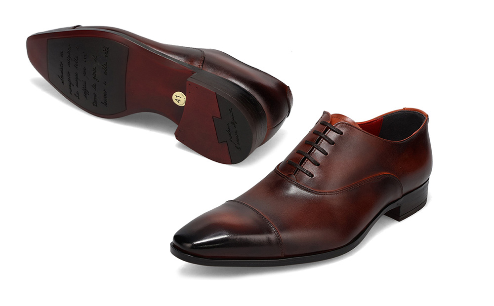 クインクラシコ 革靴 10001 (カラー：ブラウン、サイズ：26.5cm) ビジネスシューズ 本革 ストレートチップ 幅広 甲高 キャップトゥ エラスティック スリッポン 牛革 フォーマル ブラウン 26.5cm