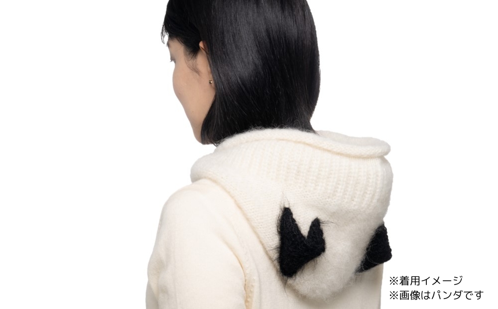 フワフワニット耳付きフード (種類：黒猫) 黒猫