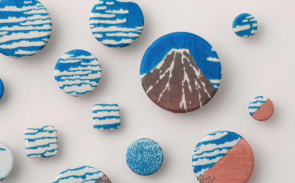 浮世絵くるみボタン 凱風快晴 (赤富士)