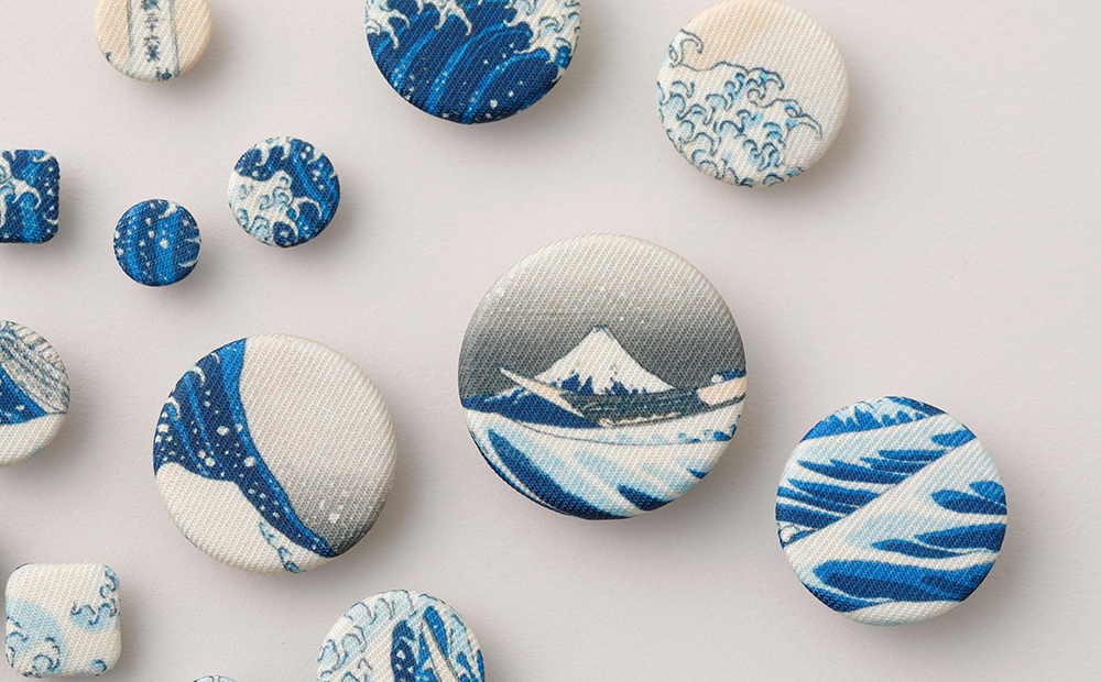 浮世絵くるみボタン 神奈川沖浪裏