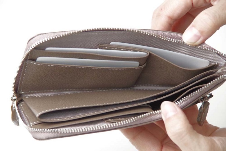 L型ファスナー長札入れ「L字束入」綿袋付 (カラー：ピンク) ピンク