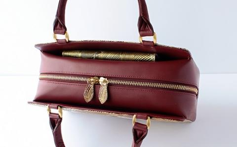 【浅草文庫】利休バッグ〈祝い鶴柄〉(カラー：黒) 黒