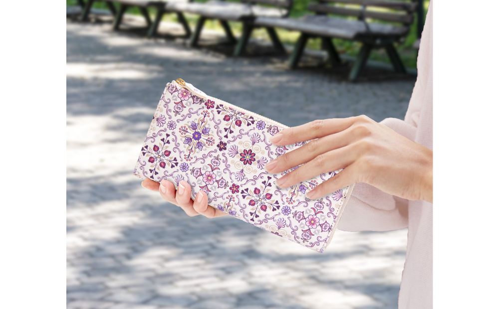 【浅草文庫】L字長財布 オリエント柄(カラー：ピンク) ピンク