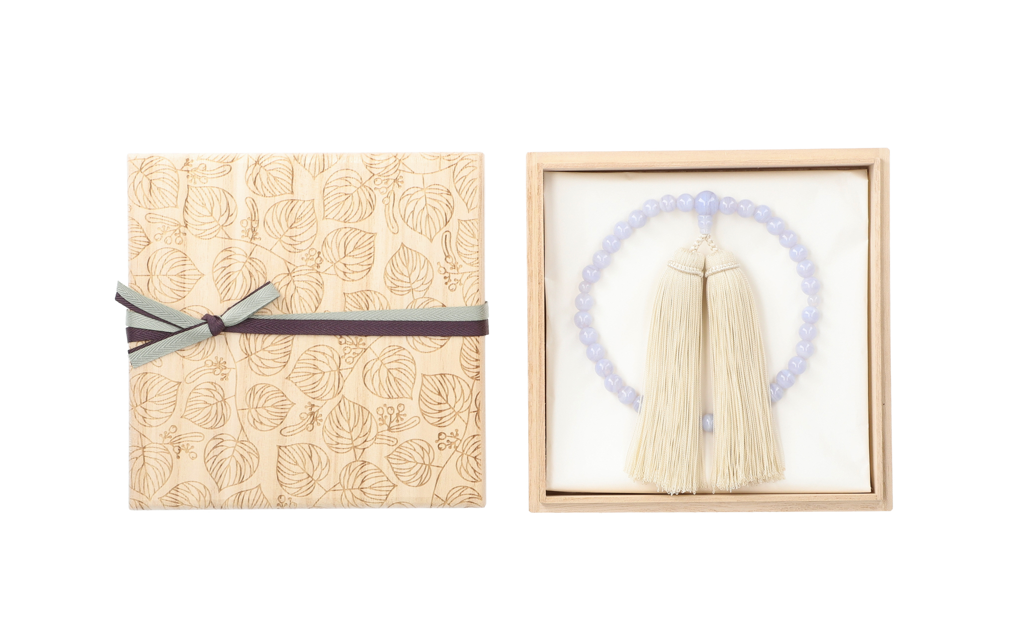 ひいらぎのお念珠【白妙（ブルーレースアゲート×象牙）】