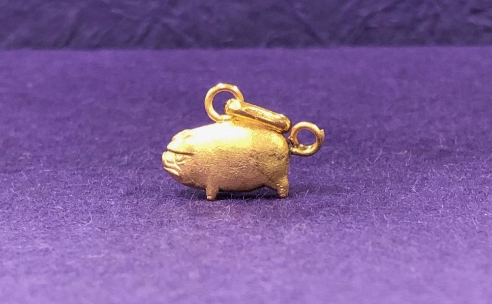 [K24] 純金製根付 とんとん拍子